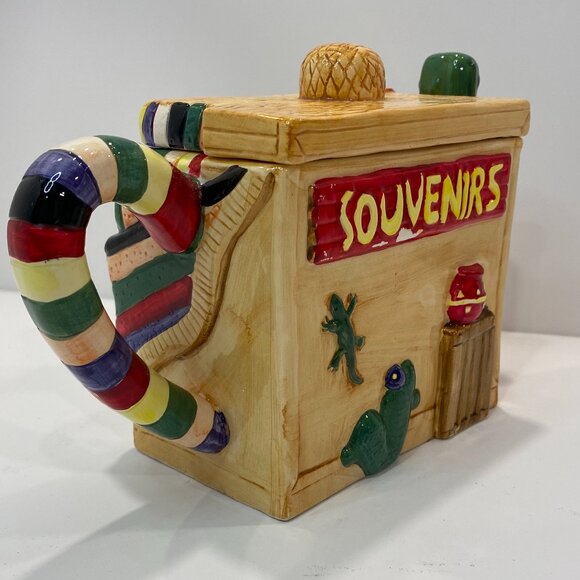 Vintage Tea-Nee Ceramic Tea Pot (8" w X 4" d X 6" h) Southwestern Sombrero 1995 - Picture 3 of 9